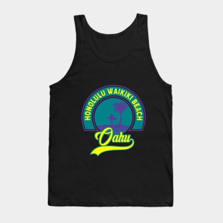 Honolulu Waikiki Beach Vacation Palm Trees Summer Tank Top